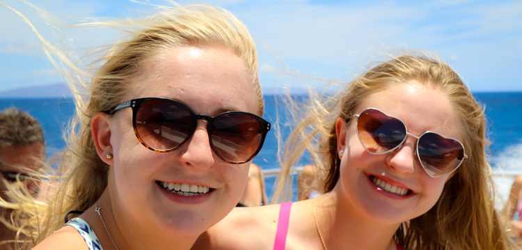 Teenagers on board the Pride of Maui.